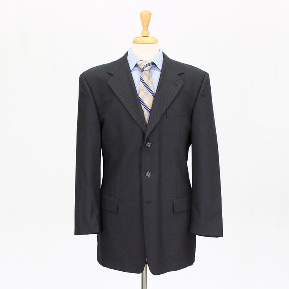 Tallia 42L Gray Solid Wool Three Button Sport Coat Blazer Jacket O642 - Picture 1 of 11